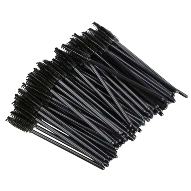 100 piece black eyelash brushes